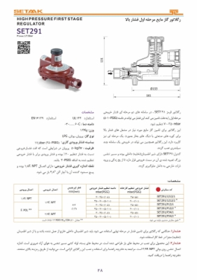 تصویر رگلاتور گاز مایع ستاک مدل SET291 سایز 1/2 اینچ
