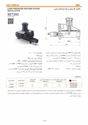 تصویر رگلاتور گاز مایع ستاک مدل SET292 سایز 1/2 اینچ