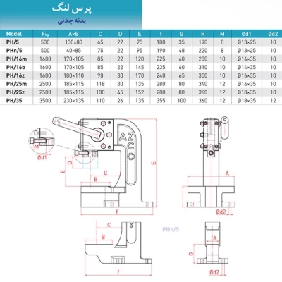 تصویر پرس دستی لنگ بدنه چدنی | PH/35